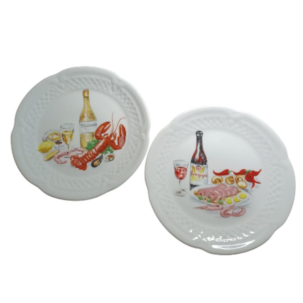 SET OF 2 Vtg Berry Haute Porcelaine L. Lourioux Limoges France Appetizer Plates